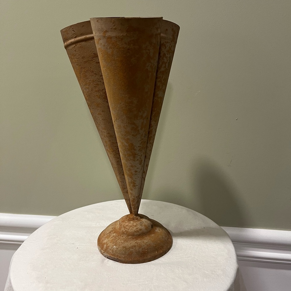 Vintage Metal Cone Vase
